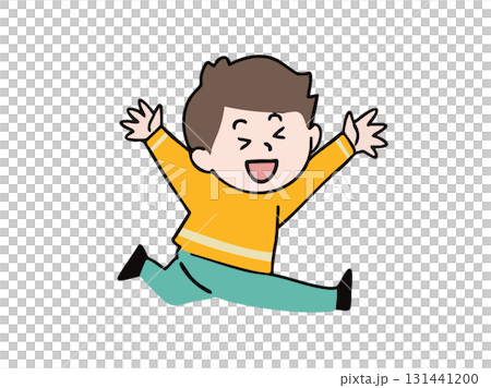 A boy running happily with his arms outstretched A boy running happily with his arms outstretched 131441200