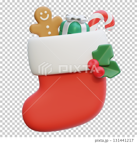 present in christmas socks cartoon style 3D graphic present in christmas socks cartoon style 3D graphic 131441217
