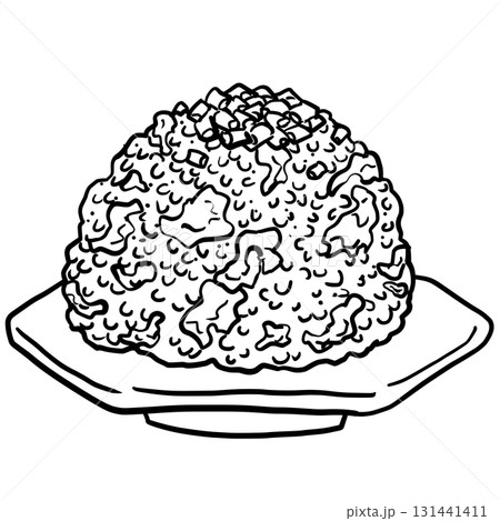 シンプルな炒飯の線画 131441411