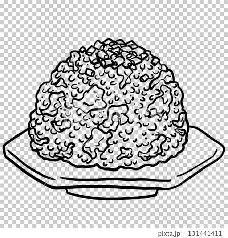 シンプルな炒飯の線画 131441411