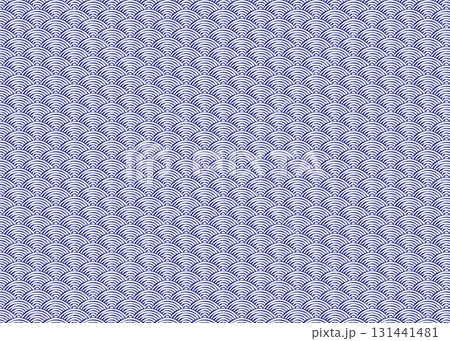 青海波 和柄 パターンのイラスト 濃紺の波模様 131441481