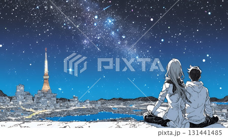 天の川を眺めている恋人たち 131441485