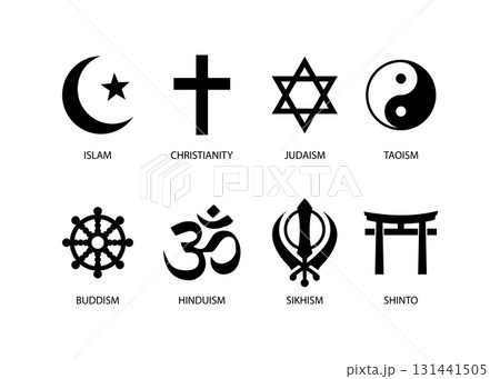 Icon set of world Religious symbols stock illustration 131441505
