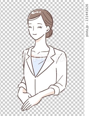 身穿白大褂的微笑女醫生的插畫素材 身穿白大褂的微笑女醫生的插畫素材 131441626