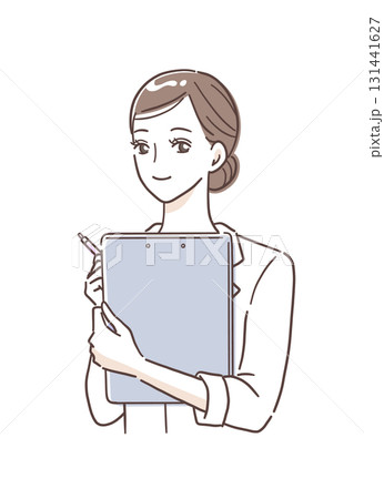 カルテを持つ女性医師のイラスト素材 131441627