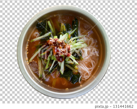 Refreshing Korean Young Radish Noodle Soup with Spicy Kimchi and Fresh Vegetables Refreshing Korean Young Radish Noodle Soup with Spicy Kimchi and Fresh Vegetables 131441662