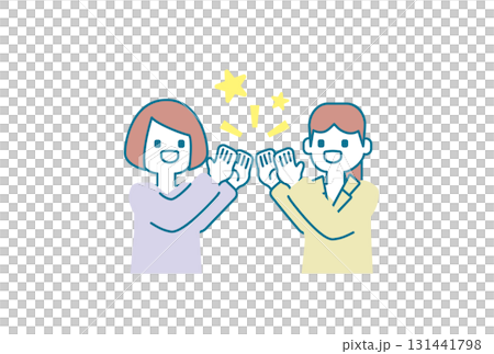 快樂的女人擊掌的插圖 快樂的女人擊掌的插圖 131441798