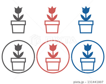 植木鉢のシンプルな線画アイコン 植木鉢のシンプルな線画アイコン 131441807