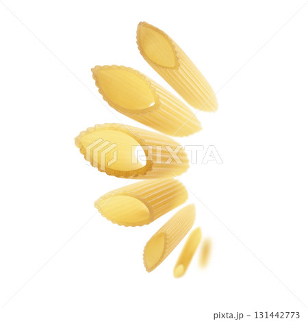 Italian pasta levitating on a white background Italian pasta levitating on a white background 131442773
