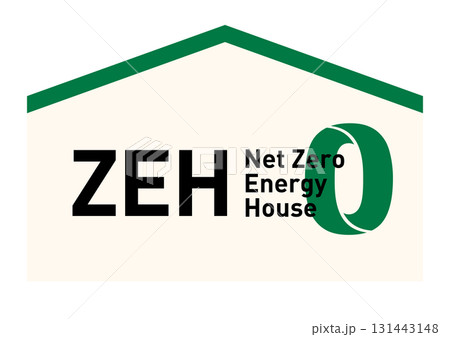 ZEH ネットゼロエネルギーハウス ベクター 省エネ 脱炭素 サステナブル住宅の見出しデザイン ZEH ネットゼロエネルギーハウス ベクター 省エネ 脱炭素 サステナブル住宅の見出しデザイン 131443148