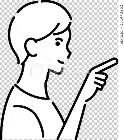 Illustration of a doctor pointing at an important point (line drawing only) Illustration of a doctor pointing at an important point (line drawing only) 131443262