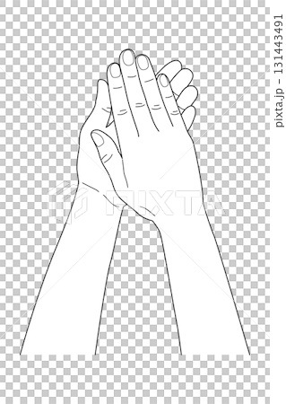 Line drawing vector of a pose of putting hands together 131443491
