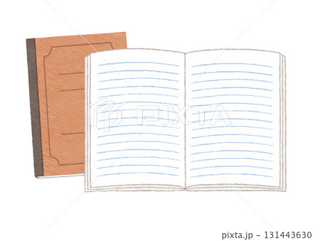開いたノートと閉じたノートのイラスト（学習・ビジネス・文房具） 131443630