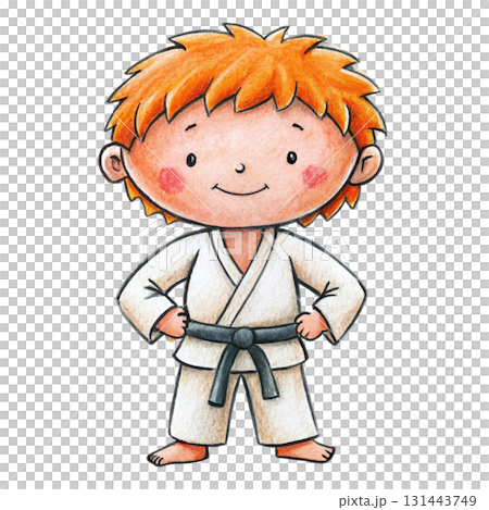 A boy wearing a karate uniform clipart watercolor A boy wearing a karate uniform clipart watercolor 131443749