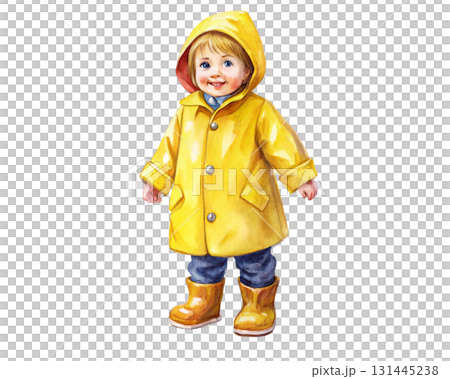 Watercolor illustration girl wearing a light blue snowsuit Watercolor illustration girl wearing a light blue snowsuit 131445238