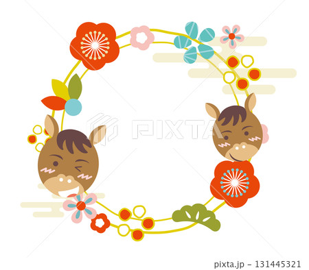 年賀状用のタイトルフレーム　午年　干支　年賀 131445321