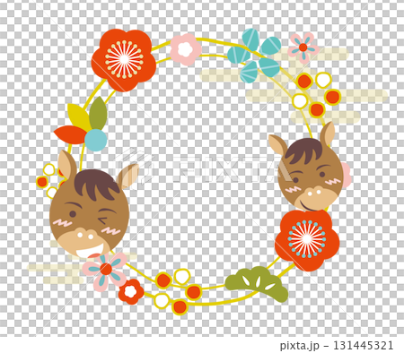 年賀状用のタイトルフレーム　午年　干支　年賀 131445321