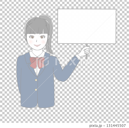 Female student holding a board 131445507