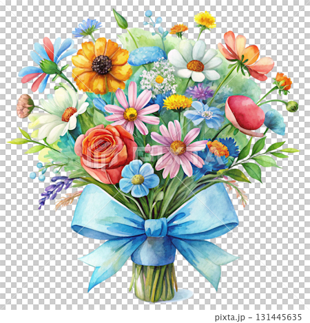 A modern floral bouquet illustration clean background professional designer style high resolution clipart 131445635