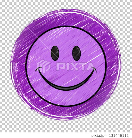 Minimal doodle style smiley face scribbled circle background 131446112