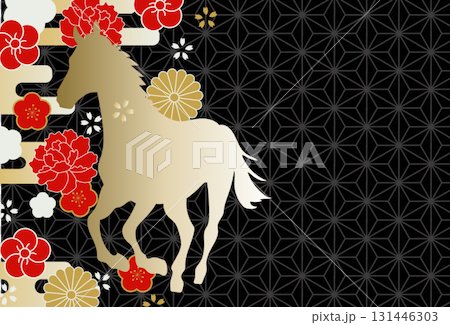 2026 Year of the Horse New Year's card material 2026 Year of the Horse New Year's card material 131446303