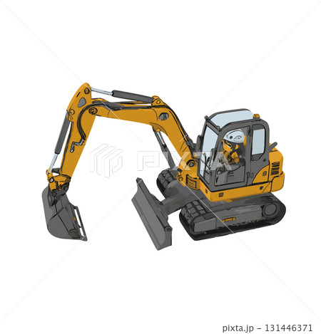 建設土木工事現場のバックホウと操縦作業員 131446371
