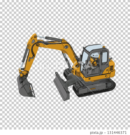 建設土木工事現場のバックホウと操縦作業員 131446371