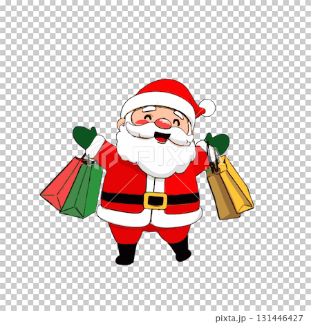 聖誕老人享受冬季年底的聖誕銷售、年終銷售和聖誕集市 131446427