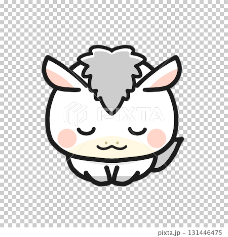 Year of the Horse New Year's card material: A bowing white horse 131446475