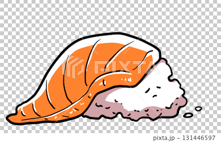 崩れたサーモンのお寿司のイラスト 131446597