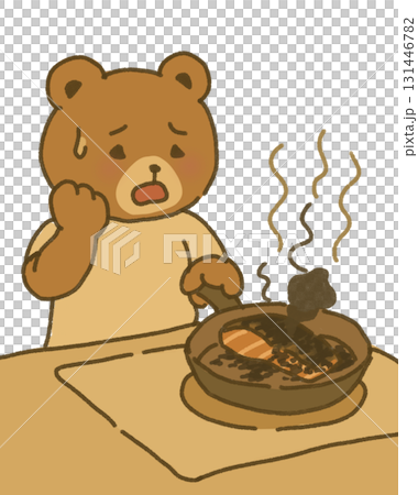 一隻熊燒了一條烤魚 131446782