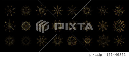Merry Christmas. Golden exquisite isolated snowflakes 131446851