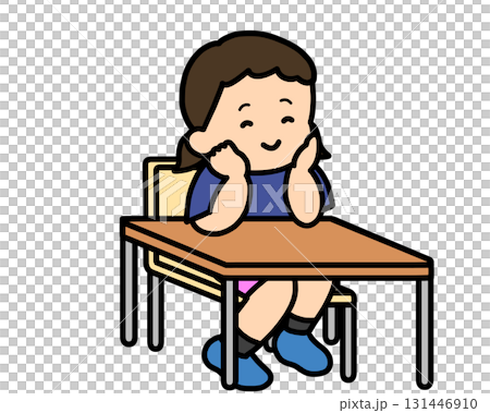 Girl sitting at desk 131446910