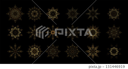 Merry Christmas. Exquisite gold isolated snowflakes 131446919