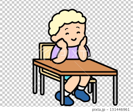 机に座る男の子 131446961