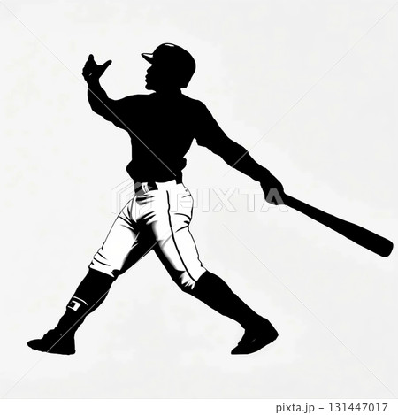 ホームランを打つ野球選手のシルエット ベクターイラスト ホームランを打つ野球選手のシルエット ベクターイラスト 131447017