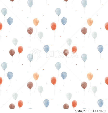 Seamless watercolor balloon pattern in pastel colors. Cute hand painted design for nursery wallpaper, kids decor, fabric, wrapping paper and parties Seamless watercolor balloon pattern in pastel colors. Cute hand painted design for nursery wallpaper, kids decor, fabric, wrapping paper and parties 131447025