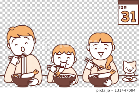 吃蕎麥麵蕎麥麵的家庭 131447094