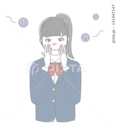 ウイルスに困る女子生徒 ウイルスに困る女子生徒 131447147