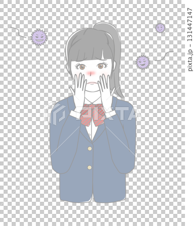 ウイルスに困る女子生徒 ウイルスに困る女子生徒 131447147
