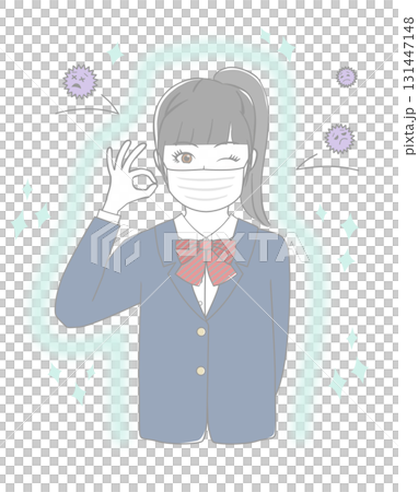 戴著口罩的女學生 131447148