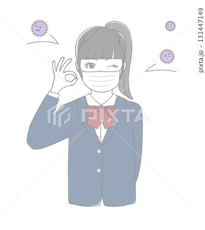 マスクをする女子生徒 131447149