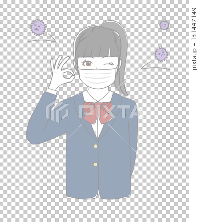 マスクをする女子生徒 131447149