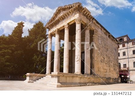 Roman Temple of Augustus in Pula Croatia on sunny day 131447212