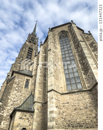 St. Peter and Paul Cathedral in Brno, Czech Republic with Gothic Towers Against Clear Blue Sky St. Peter and Paul Cathedral in Brno, Czech Republic with Gothic Towers Against Clear Blue Sky 131447323