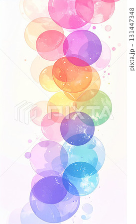 パステルカラーの虹色玉ボケ背景イラスト 131447348