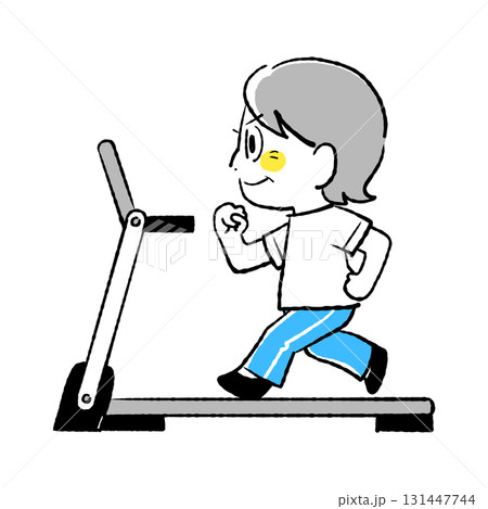 ランニングマシン (ウォーキング)をしているイラスト ランニングマシン (ウォーキング)をしているイラスト 131447744