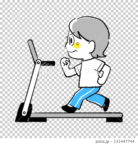 ランニングマシン (ウォーキング)をしているイラスト ランニングマシン (ウォーキング)をしているイラスト 131447744