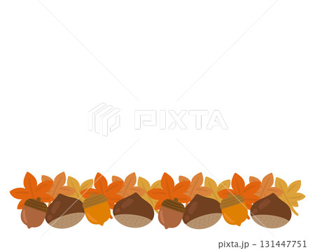 栗と紅葉の背景、フレーム　イラスト  131447751