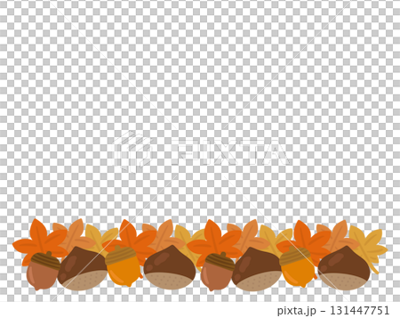 栗と紅葉の背景、フレーム　イラスト  131447751